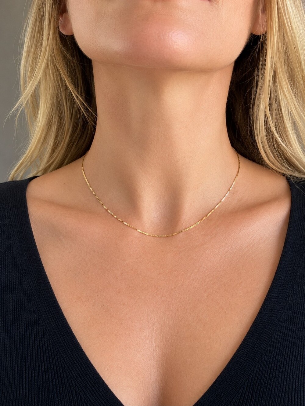 Vintage 14K Italy Gold Serpentine Chain 15” Dainty Choker Estate Jewelry
